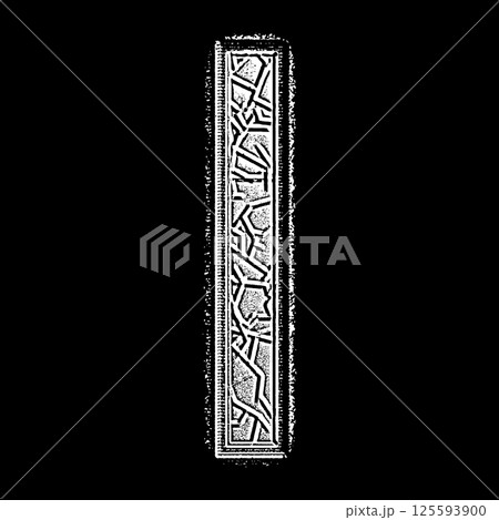 Decorative grunge letter on black background. Decorative grunge letter on black background. 125593900