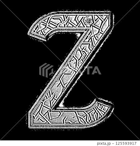 Decorative grunge letter on black background. Decorative grunge letter on black background. 125593917