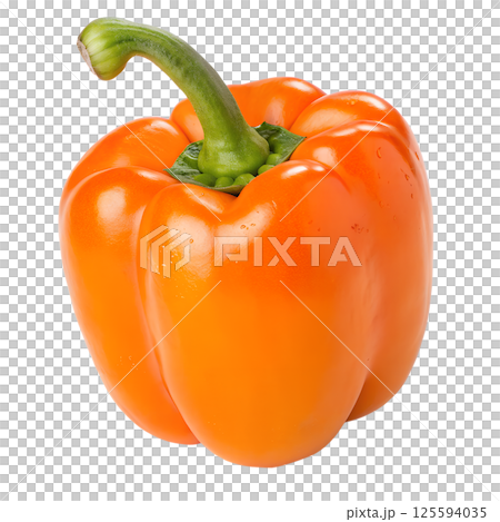 Fresh orange bell pepper isolated on the transparent background 125594035