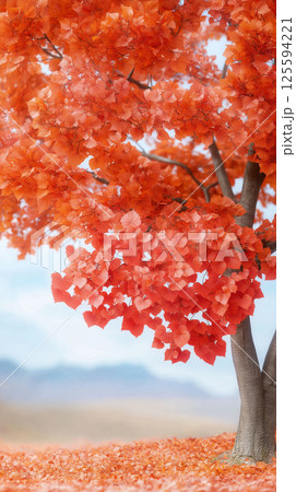 Vibrant orange leaves on tree in autumn scenery 125594221