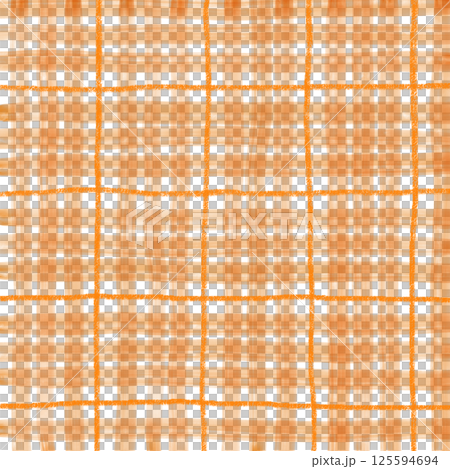 Orange Plaid Gingham Check Hand Drawn Background Pattern Overlay 125594694