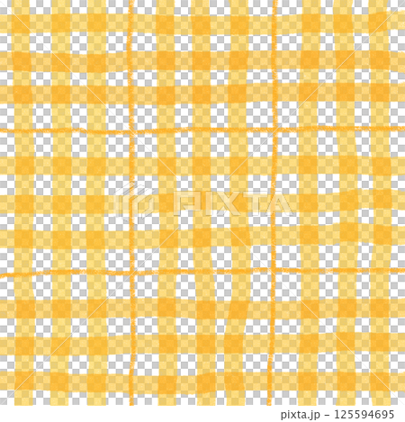 Orange Plaid Gingham Check Hand Drawn Background Pattern Overlay 125594695