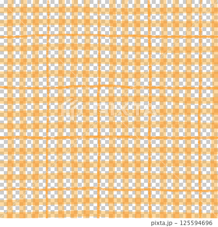Orange Plaid Gingham Check Hand Drawn Background Pattern Overlay 125594696
