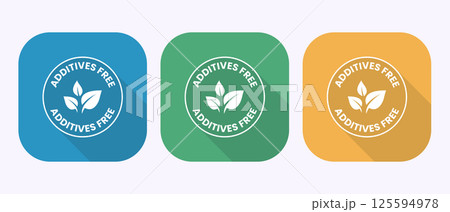 Additives free icon design illustration. No additives sign symbol in shadow button design 125594978