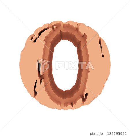 Cracked letter. Decorative pink font. 3D rendered illustration. 125595922