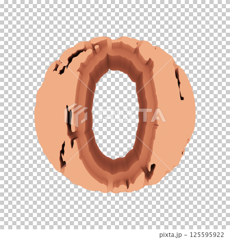 Cracked letter. Decorative pink font. 3D rendered illustration. 125595922