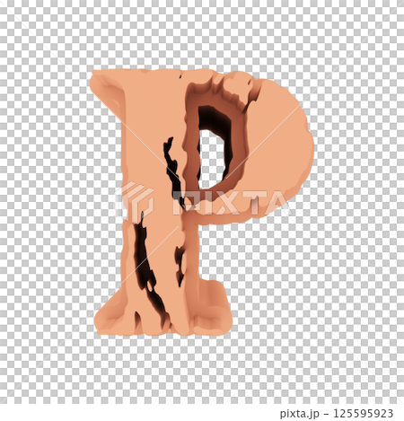 Cracked letter. Decorative pink font. 3D rendered illustration. Cracked letter. Decorative pink font. 3D rendered illustration. 125595923