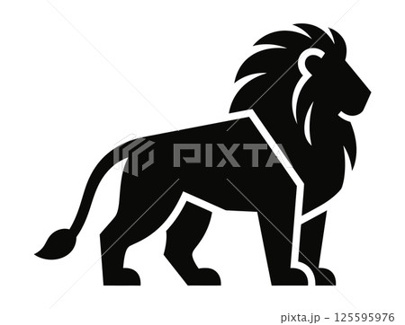 Powerful Black Silhouette Vector of a Lion. 125595976