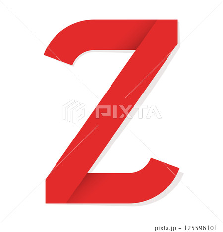 Decorative red letter with shadow on white background. 125596101