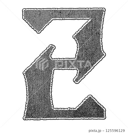 Monochrome grunge letter. Decorative rough font. 125596129