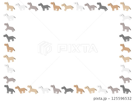 かわいい馬模様のフレームイラスト かわいい馬模様のフレームイラスト 125596532