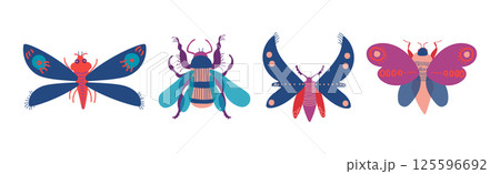 Small Garden Insect with Legs and Antennae Vector Set 125596692