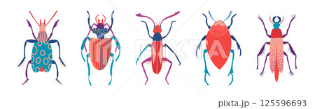Small Garden Insect with Legs and Antennae Vector Set 125596693