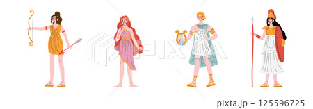Greek Gods of Pantheon and Mythological Ancient Deity Vector Set Greek Gods of Pantheon and Mythological Ancient Deity Vector Set 125596725
