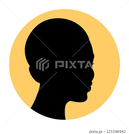 Silhouette of a dark-skinned woman.   Vector illustration.= 125596942
