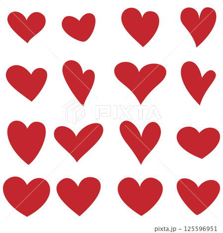 Red hearts icons. Set of vector illustrations in flat style 125596951
