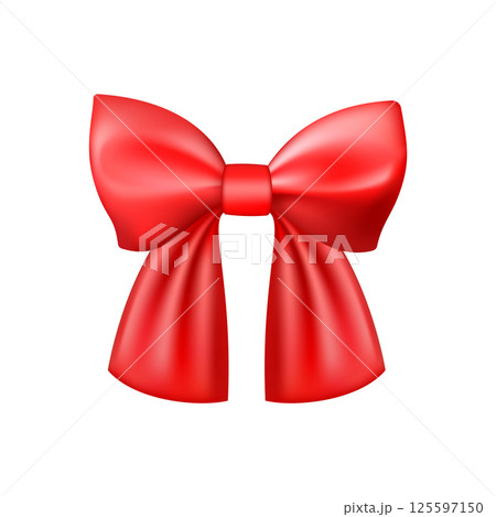 3D Realistic red gift bow. Christmas, birthday and sale decoration. 125597150