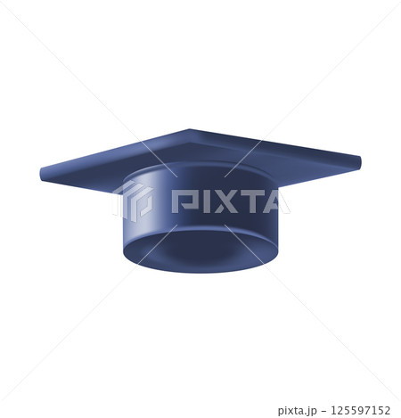 Realistic Blue graduate cap. 3D Graduation Doctoral hat. 125597152