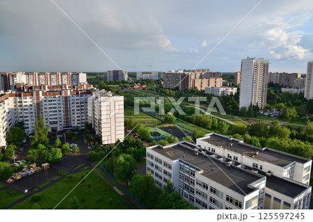 Moscow, Russia - June 02. 2019. Zelenograd, district in Moscow, a view from above Moscow, Russia - June 02. 2019. Zelenograd, district in Moscow, a view from above 125597245