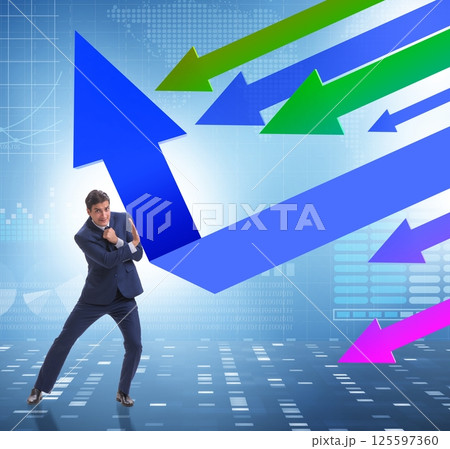 Recovery concept with businessman and charts Recovery concept with businessman and charts 125597360