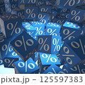 Percentage signs on cubes - 3d rendering 125597383