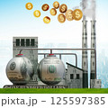 Carbon tax concept with industrial plant - 3d rendering 125597385