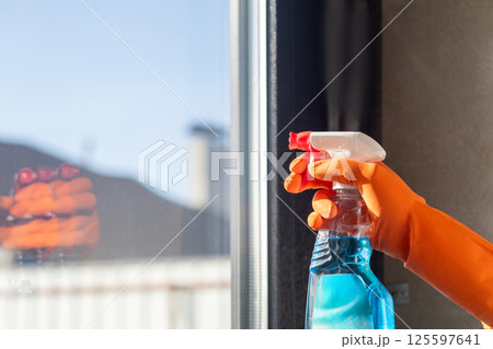 Cleaning with disinfection. Cleaning with disinfection. 125597641