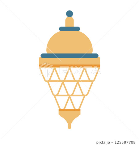 Traditional Morocco hanging lamp in flat design. Ornamental hanging lantern. Vector illustration isolated. 125597709