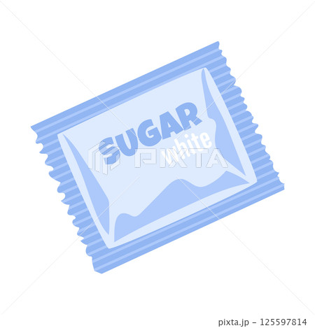 White sugar in paper package in flat design. Sweet product in sachet. Vector illustration isolated. White sugar in paper package in flat design. Sweet product in sachet. Vector illustration isolated. 125597814