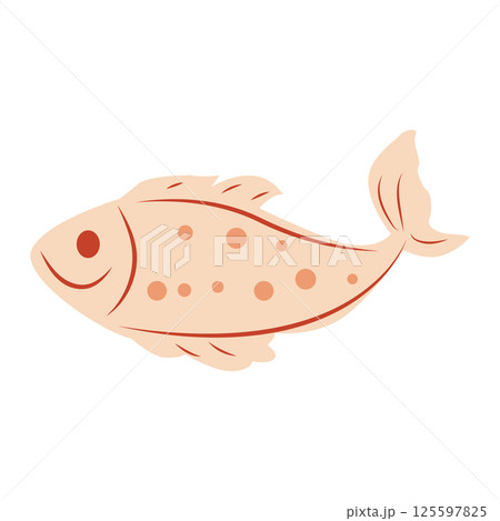 Abstract fish in flat design. Swimming aquatic animal, seafood menu. Vector illustration isolated. 125597825