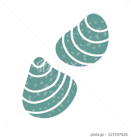 Seashells in flat design. Wildlife mollusc shells and seafood menu. Vector illustration isolated. 125597826