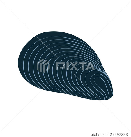 Mussel shell flat in flat design. Mollusk ingredient and seafood menu. Vector illustration isolated. Mussel shell flat in flat design. Mollusk ingredient and seafood menu. Vector illustration isolated. 125597828