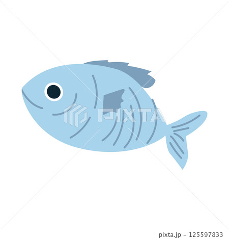 Abstract fish flat in flat design. Seafood ingredient, restaurant menu. Vector illustration isolated. 125597833