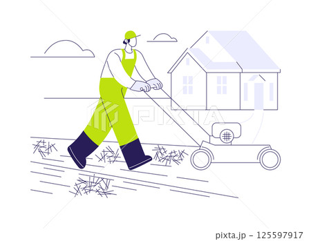 Lawn scarification abstract concept vector illustration. Lawn scarification abstract concept vector illustration. 125597917
