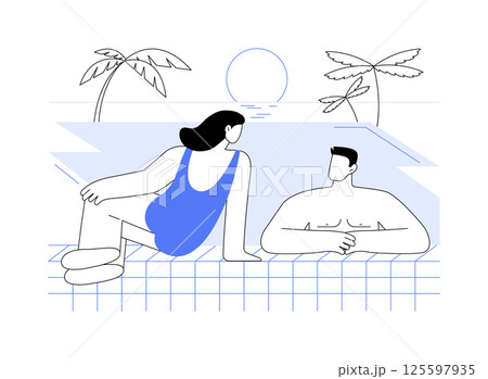 Swimming pool relax isolated cartoon vector illustrations. Swimming pool relax isolated cartoon vector illustrations. 125597935