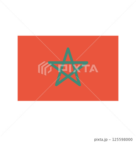 Morocco flag in flat design. Moroccan official red insignia with star. Vector illustration isolated. 125598000