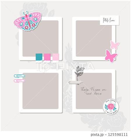 Collage photo frames on vintage background. Collage photo frames on vintage background. 125598111