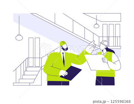 Commercial construction walk-through abstract concept vector illustration. 125598168