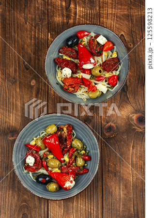 Spicy vegetables salad. Spicy vegetables salad. 125598213