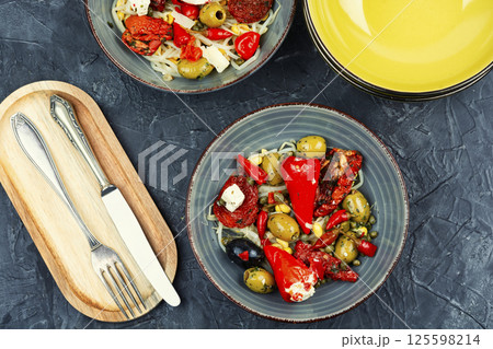 Salad of preserved soy sprouts and pickled vegetables. Salad of preserved soy sprouts and pickled vegetables. 125598214