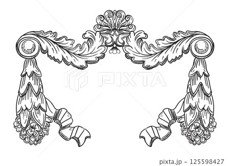 Engraved ornate baroque design element vector illustration 125598427
