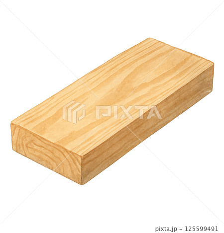 水彩風の木材イラスト素材｜DIYや建築関連デザインに便利な角材イラスト 125599491