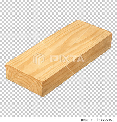 水彩風の木材イラスト素材｜DIYや建築関連デザインに便利な角材イラスト 125599491