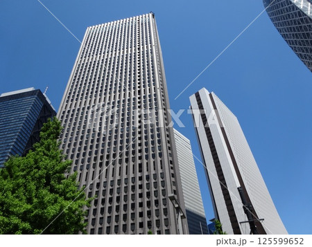 高層ビルを見上げるオフィス街の風景 125599652