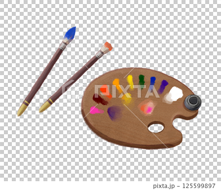 油絵のパレット 125599897