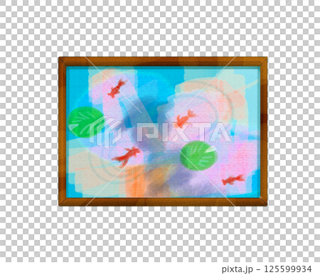 金魚を覗き込む人影の油絵 金魚を覗き込む人影の油絵 125599934