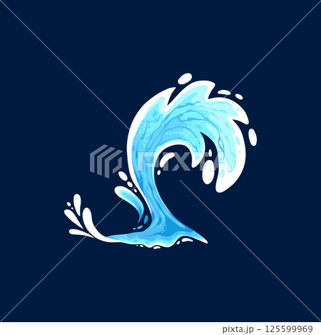 Aqua water splash. Liquid water drops, blue transparent splashes, water flows and waves flat vector illustration icon. Clean water splash collection on dark blue Aqua water splash. Liquid water drops, blue transparent splashes, water flows and waves flat vector illustration icon. Clean water splash collection on dark blue 125599969