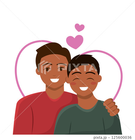 Happy cute valentine couple. Vector Happy cute valentine couple. Vector 125600036