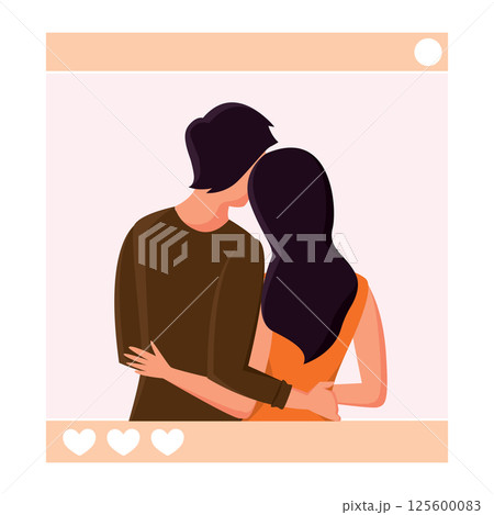 Happy cute valentine couple. Vector 125600083