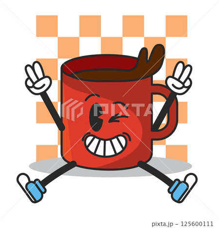 Red coffee mug cartoon. Vector Red coffee mug cartoon. Vector 125600111